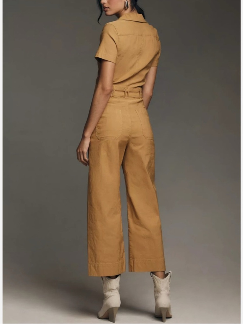 Anthropologie Maeve The Colette Weekend Jumpsuit Size 10 Honey Wide Leg NWT - Picture 5 of 10